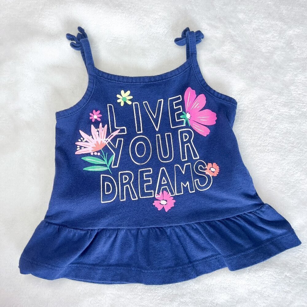 Carter's Baby Girl's Tank Top | 12 Months | Navy | Tropical | Live Your Dreams